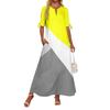 Ladies Casual Fashion Temperament Elegant Waist Patchwork Print Long Dress