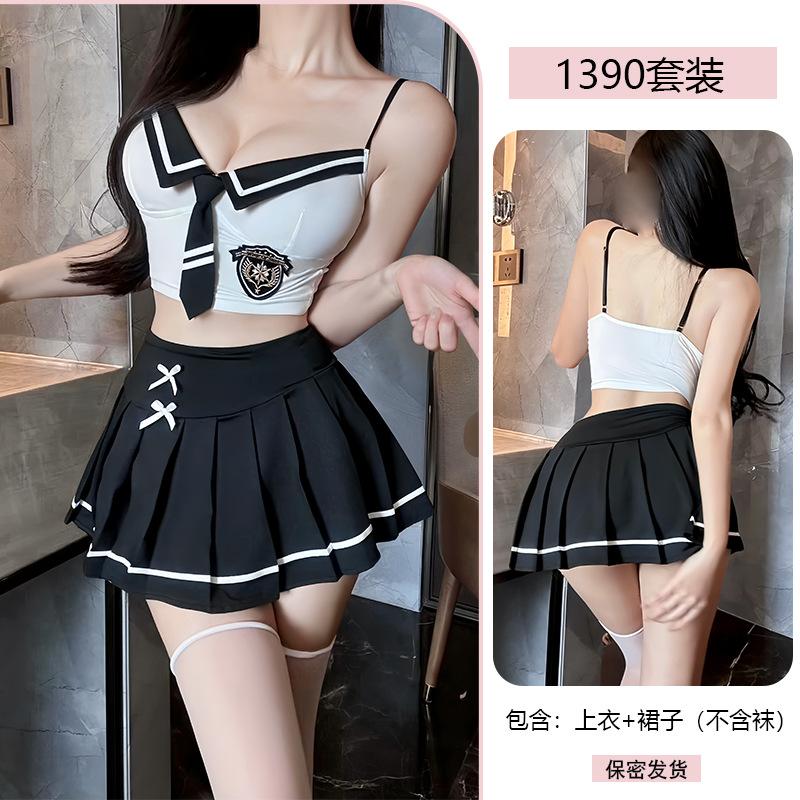 Original Erotic Underwear Sexy Japanese School Style Cosplay Sailor Suit Pleated Skirt Women's Uniform Set 1390