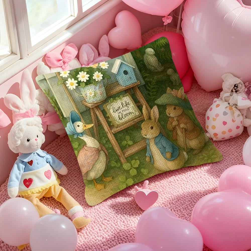 Character Cute-Peter Rabbit-Smart Pillow Case Anti-Dustmite Pillowcase Invisible Zipper Silky Short Plush Sofa Cushion Cover