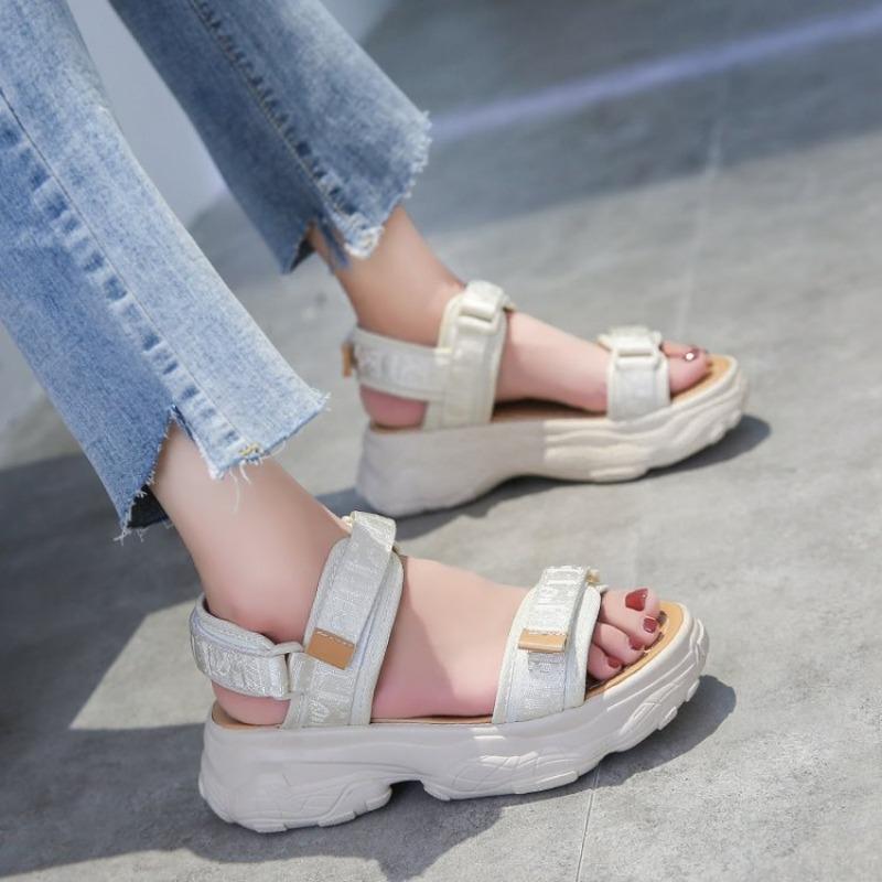 Velcro women's beach shoes summer new student muffin bottom casual sports platform sandals women