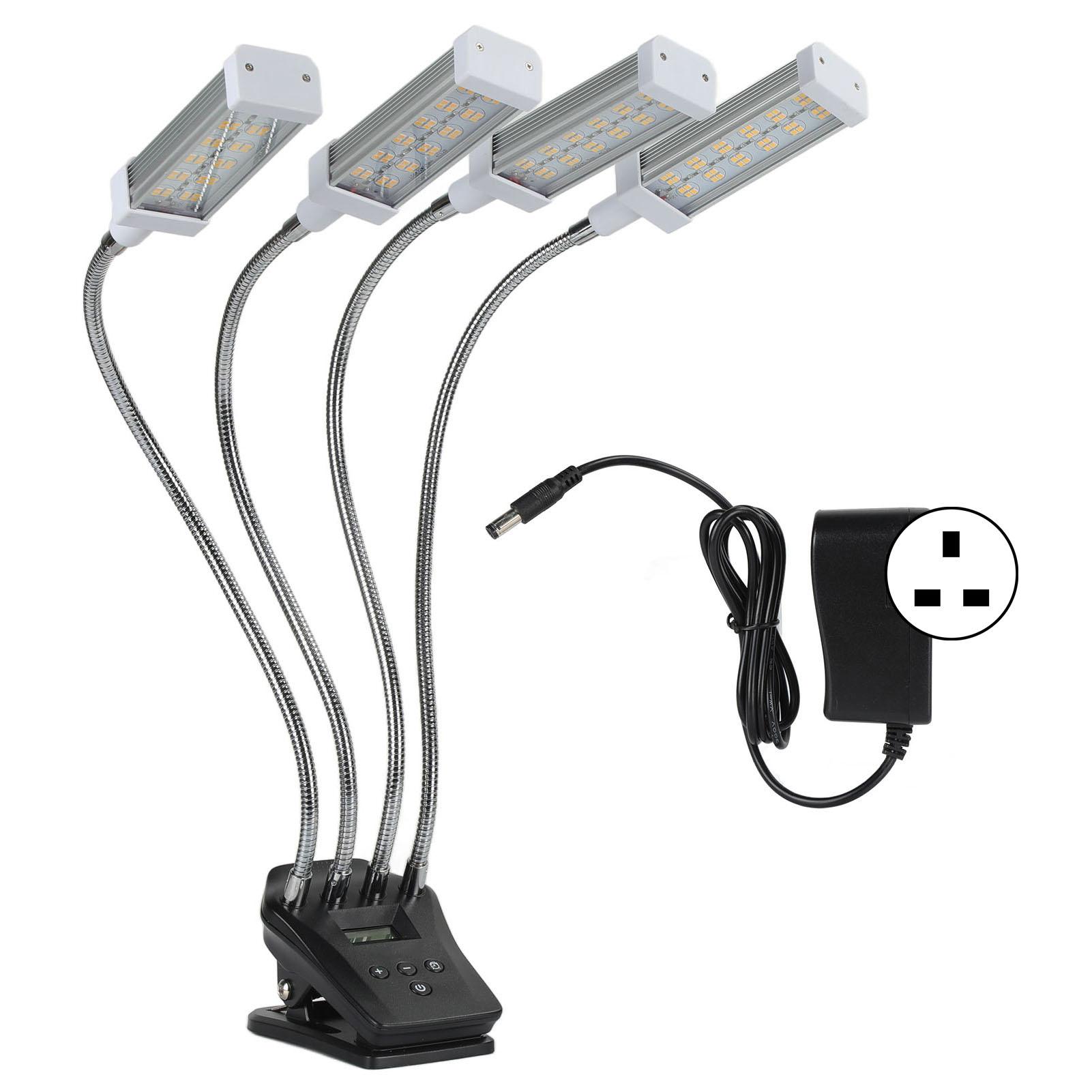 

96 Вт 4-х головной светильник для роста садовых растений с ЖК-дисплеем, несколько режимов затемнения, полный спектр серебряный