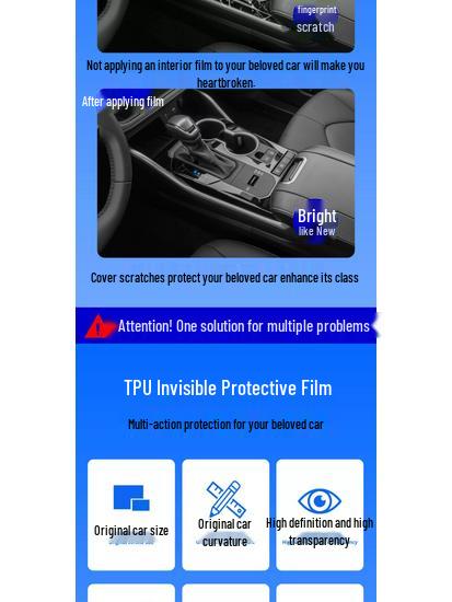 Fits 26 Toyota Highlander Models: Center Console Gear Shift Film & Navigation Screen Tempered Film
