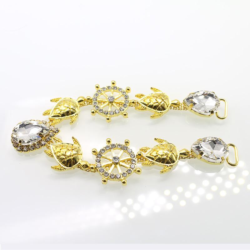 

New Gold Turtle Burnt Welding 2Pcs/Lot206MMDIY Water Diamond Shoe Chain Beach Herringbone Drag Decoration Accessories золотий