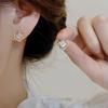 Exquisite Hollow Square Opal Crystal Stud Earrings for Women New Fashion Beautiful Crystal Ear Jewelry