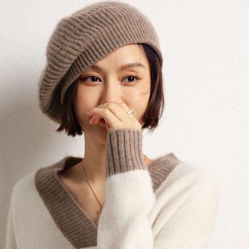 

Soft Cashmere Autumn and Winter New Style Women s High End Warm Ingot Needle Beret Large Head Circumference Knitted Hat One size