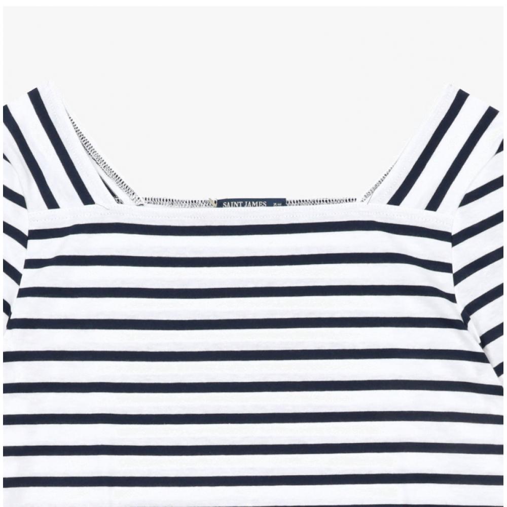 SainT JameS Women S ShorT Sleeve T ShirT Plenef STripe 8952 Neige Marine