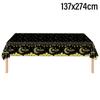 Ramadan Kareem Disposable Tablecloth Gold Moon Mosque Pattern Eid Mubarak Tablecloth Islamic Muslim Holiday Party Table Decor