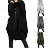 Women Casual Fashion Fall/Winter Solid Color Loose Jacket Hooded Pocket Zipper Coat