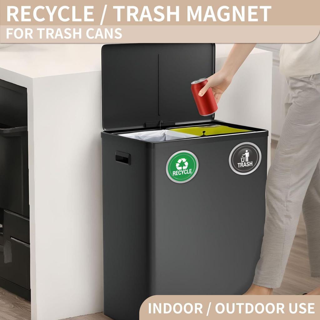 Recyclable Logo Magnetic Stickers for Home Trash Cans - Eco-Friendly Recycling Tiles
