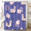 Blue Cartoon Animal Print Shower Curtain Sheep Rainbow Pattern Decor Home Bath Accessories for Kids Bathroom 3D Printed Fabric W