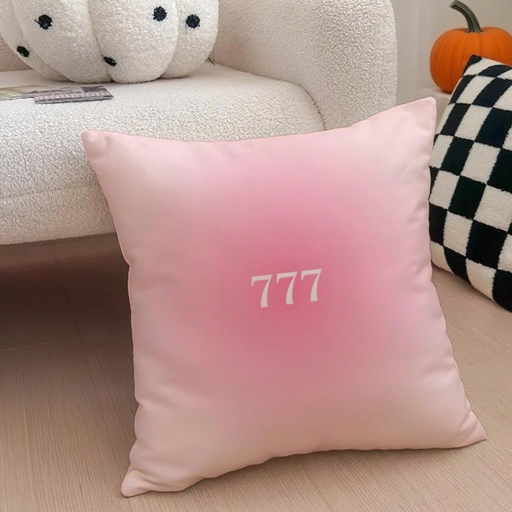 Pink Lucky Number 7 Cushion Cover Throw Pillow Cover Hidden Button Durable Polyester Chair Cushion