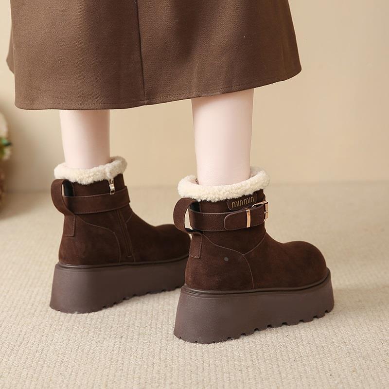 Muffin thick-soled snow boots women's 2025 new winter women's shoes piled and thickened Northeast cotton boots warm short boots