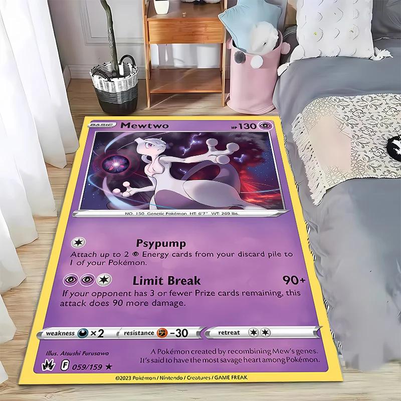 Japanese Game Retro Pokemon Card Pattern Carpets Bedroom Play Mats Rug Liveroom Home Decor Carpet Crawl Mat Play Area Rug