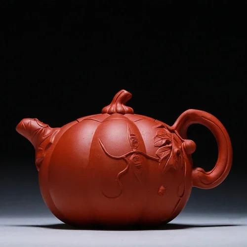 

1PCS 340ML Yixing purple clay teapot original ore section mud creative biomimetic plant pumpkin shaped teapot zisha tea set