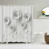 Shower Curtain Black and White Floral Pattern 3D Printing Shower Curtain Polyester Waterproof Home Decor Curtain 180x180CM