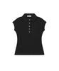 Pepeulli Button Cap Sleeve Collar Tee (Black)