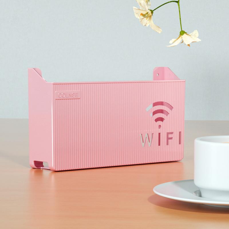 1 шт., настенный беспроводной Wi-Fi маршрутизатор, полка для хранения, настенный органайзер, кабельный кронштейн, кронштейн для питания, АБС-пластик, коробка для домашнего декора розовый