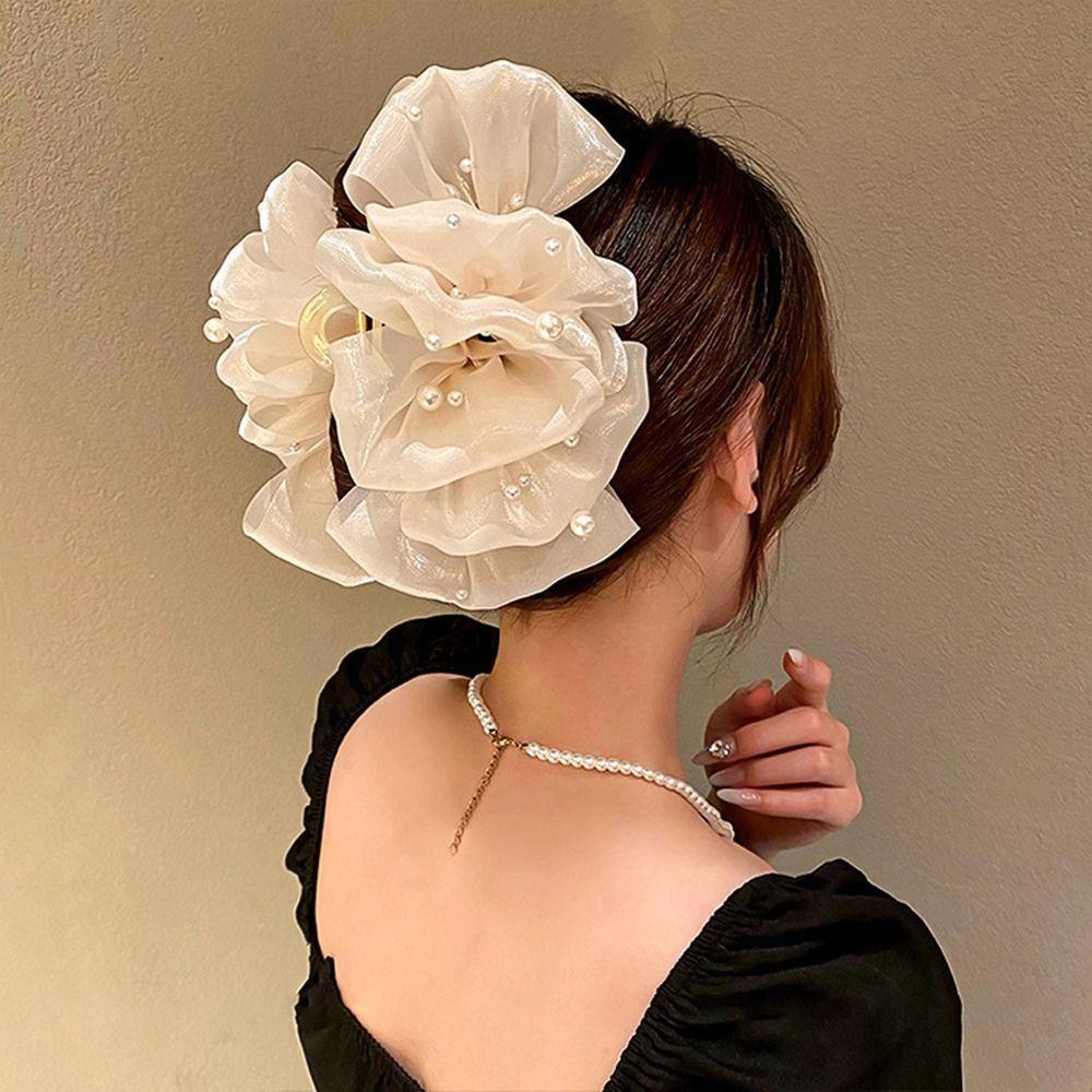 

Mesh Hair Clips Bow Hair Pins Large Barrettes for Women Women бежевый