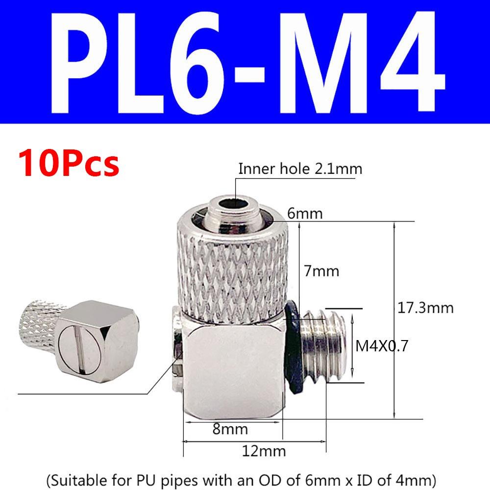10Pcs Male Thread Air Tube Connector M3 M4 M5 M6 Pneumatic Pipe Connector Quick Fitting Fast Joint