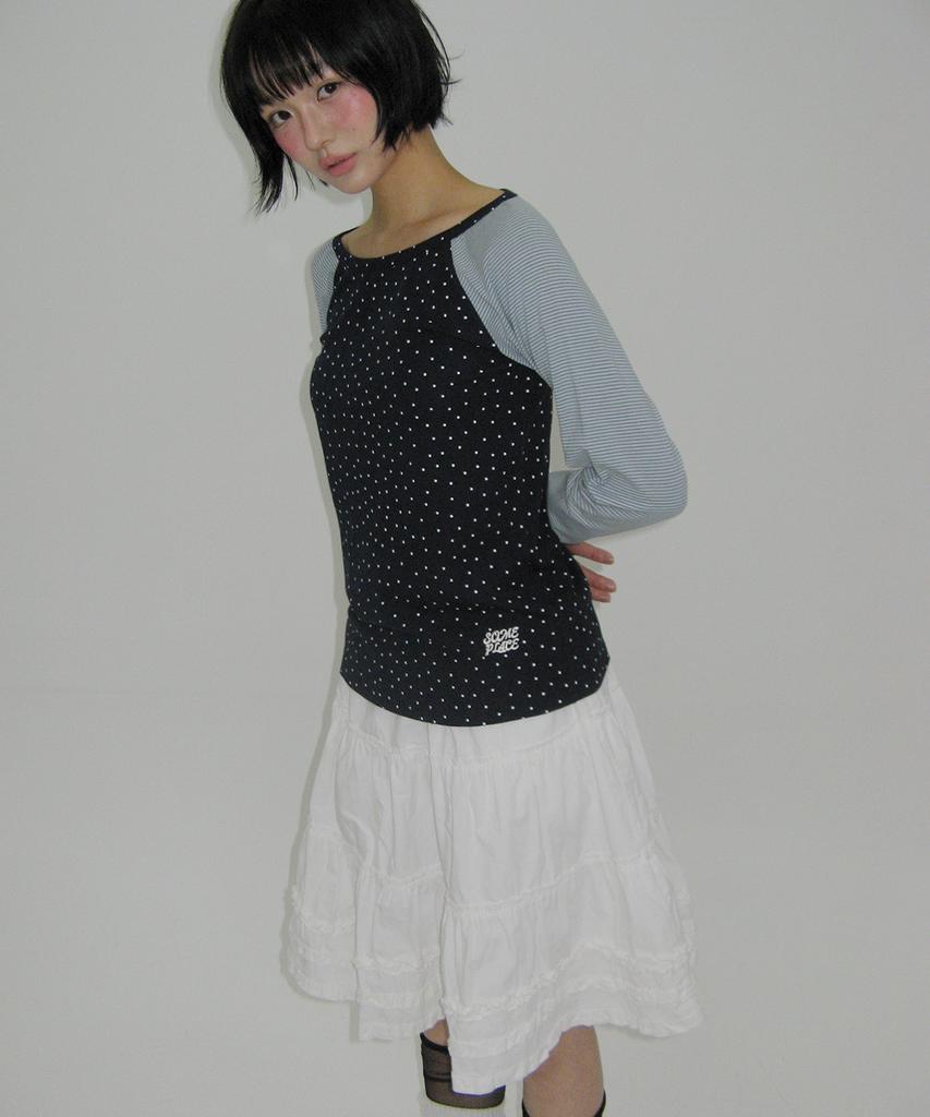 SOME PLACE Star Stripe Mix Embroidered Raglan Long Sleeve Boat Neck T-Shirt _ 2 Colors