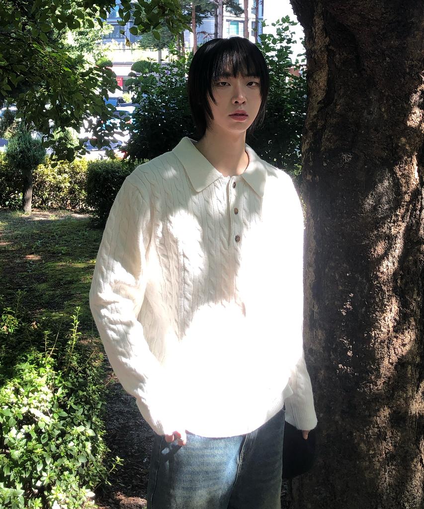 Dibellobeu Soft Blend Oversized Collared Knit_3Colors