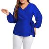 Women's Tie Tops Long Sleeve Loose Tie Plus Size Shirt