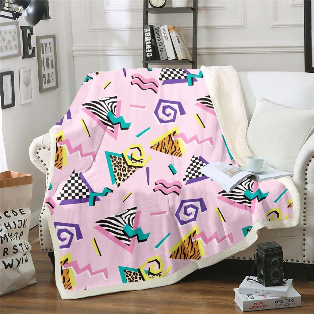 Geometric Print Flannel Blanket Nap Thermal Blanket Sofa Blanket