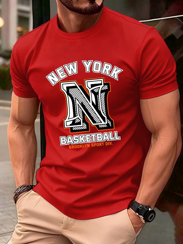 New York Brooklyn Basketball Print T Shirt Men Summer AllMatch Streetwear Trendy ONeck Clothes Cotton Oversized Man TShirts