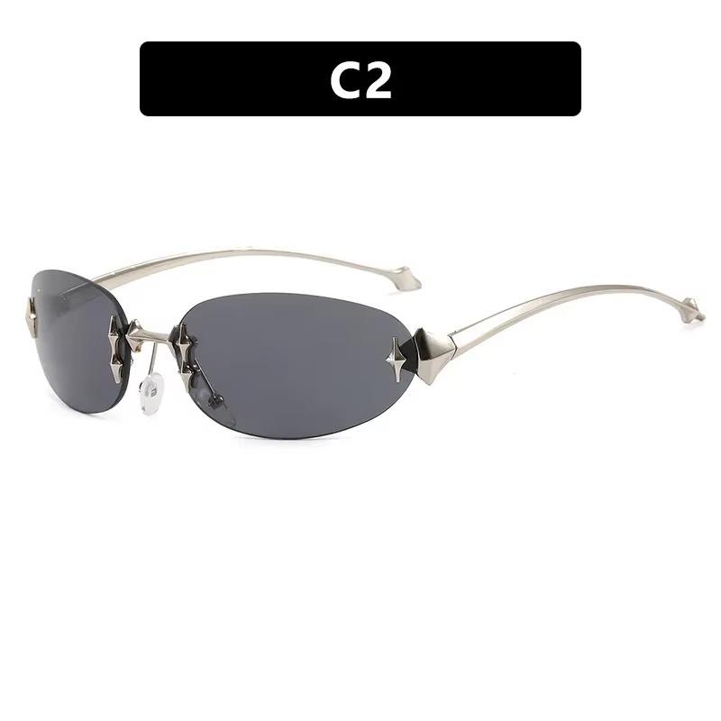JYL Rimless Metal Decor Sunglasses UV400 Women Retro Luxury High-End / XH7586