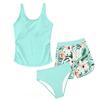 Set da bagno due pezzi Tankini per bambina, stampa floreale, pantaloncini da bagno e top senza maniche, costume da bagno leggero ad asciugatura rapida per bambini