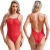 Women Stretchy Bodysuit High Cut Leotard Nightwear Backless Bodysuit Spaghetti Straps High Cut Leotard Monokini Swimwear