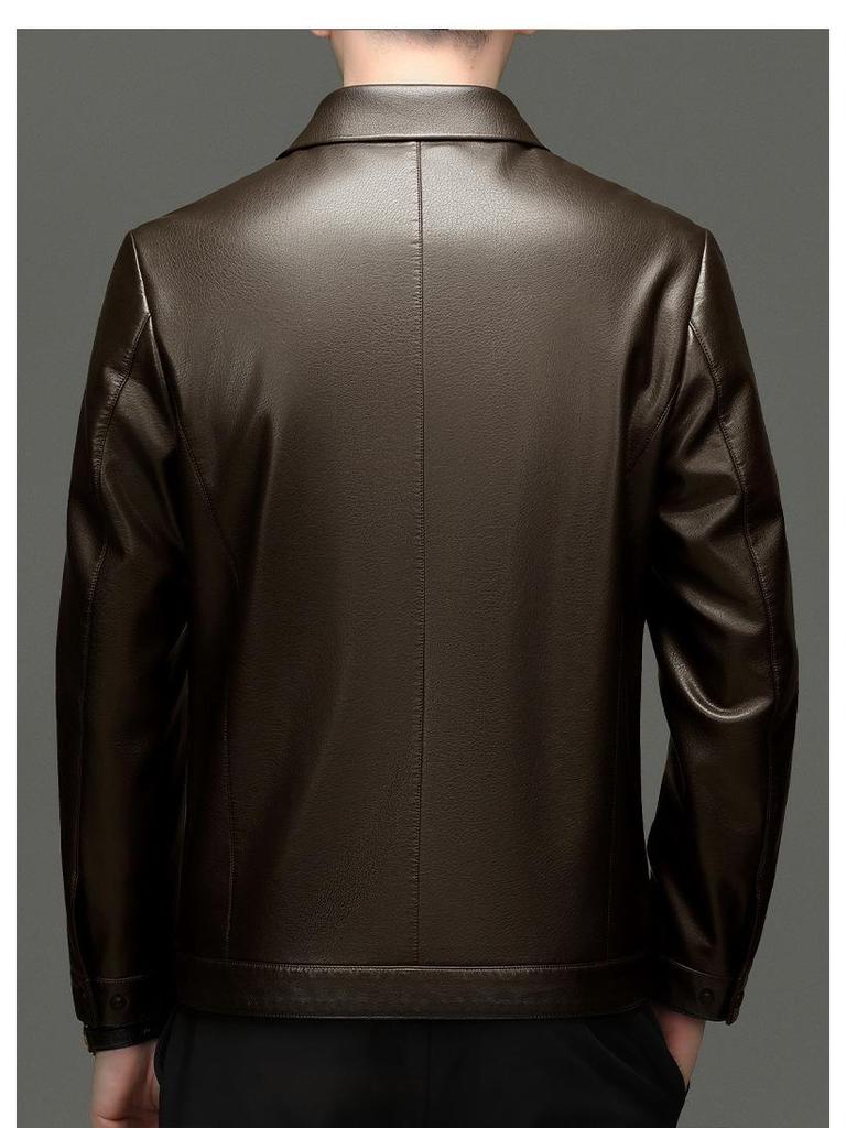 Yinuoboni High-end Men's Eco-Leather Lapel Jacket, Various Thickness Options - Style 2335