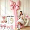 5-teiliges DIY-Schleifen-Geburtstags-Hintergrunddekorations-Ballonset Enthält 40 Zoll Cremeweiße Zahlen-Folienballons 0-9 Hellrosa Schleifen-Ballons mit