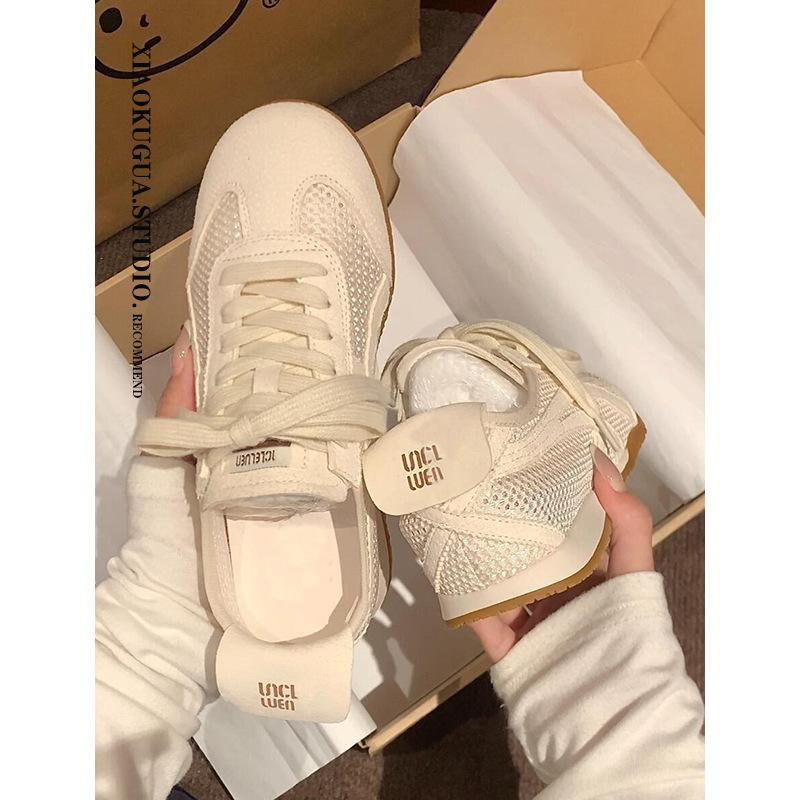 Mesh breathable Forrest Gump training shoes women's 2025 new summer flat white shoes retro casual sports shoes