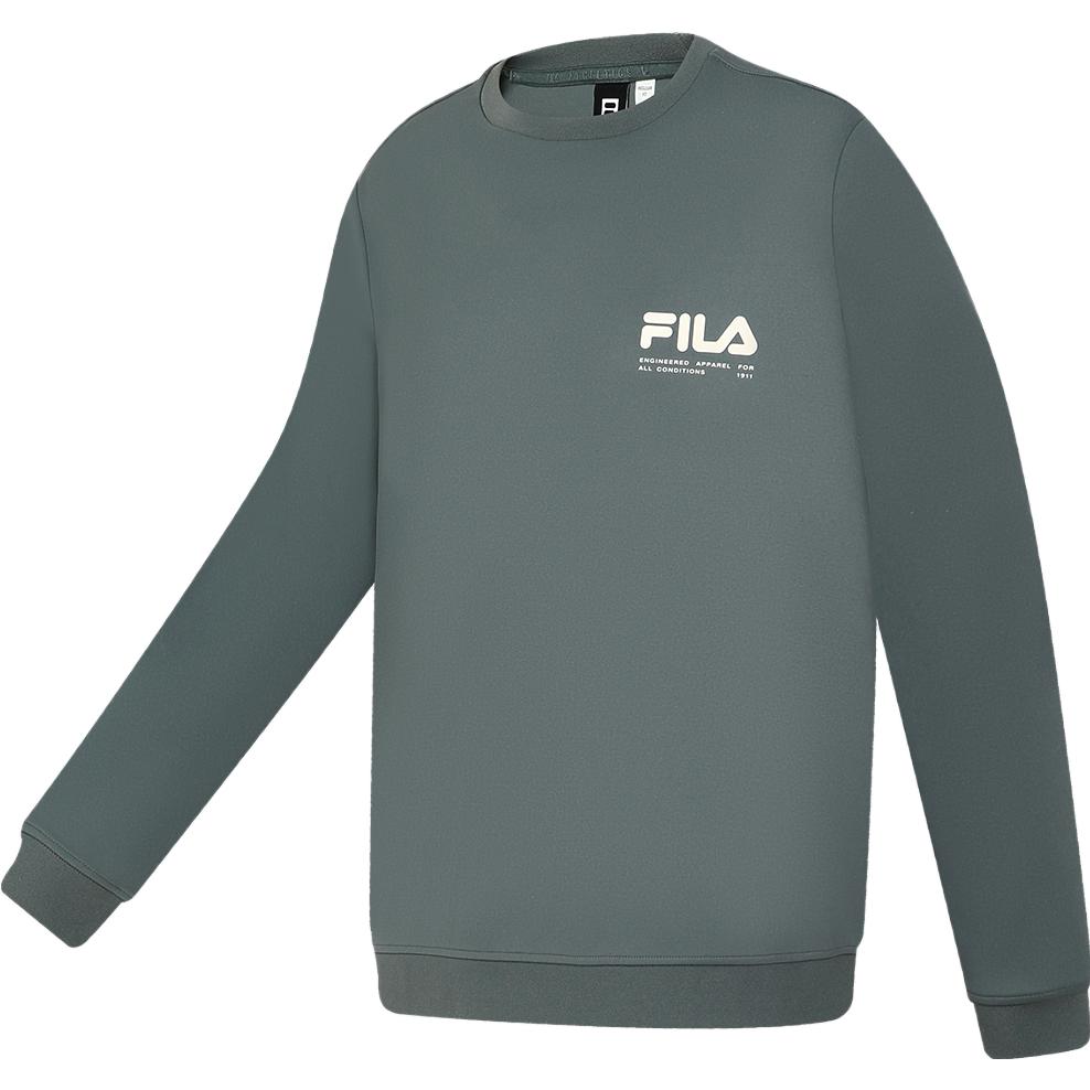 FILA 2023 Autumn New Knit Pullover Long Sleeve Sweatshirt Antibacterial Men sweatshirt Gray-Green A11M337205F-DY