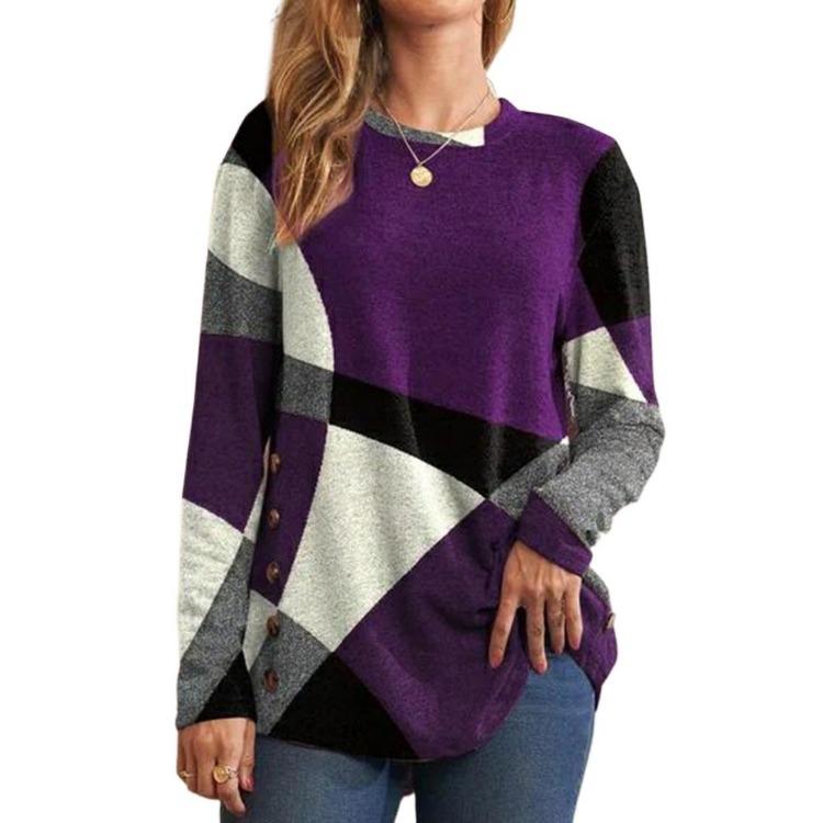 Women Casual Long Sleeve Blouse Shirt O Neck Spring Autumn Fashion Top