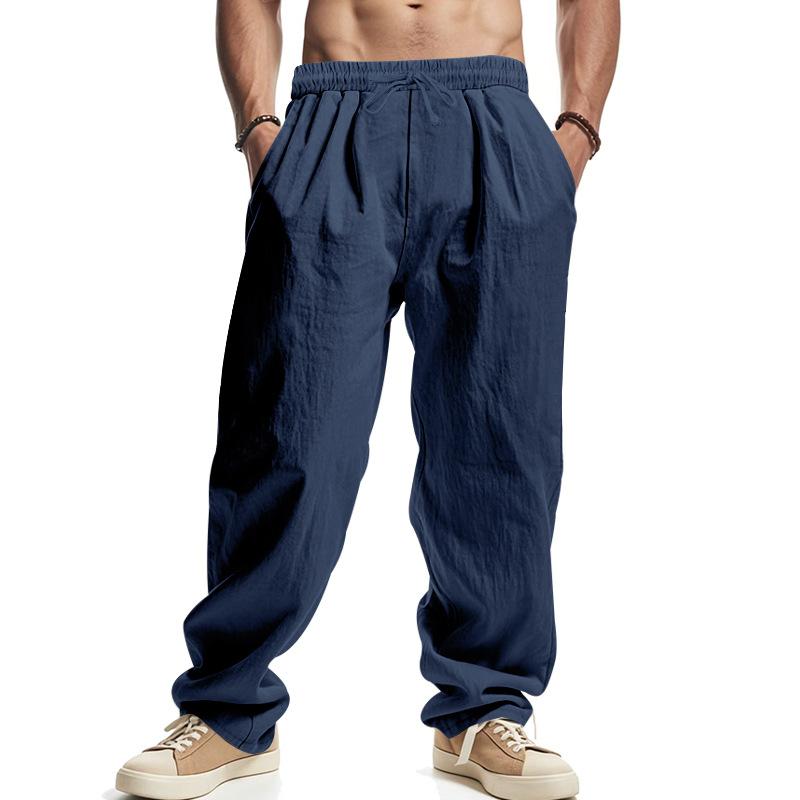 American Hot Sale Men's Loose Casual Linen Hip Hop Beach Sports Wide Leg Pants Men