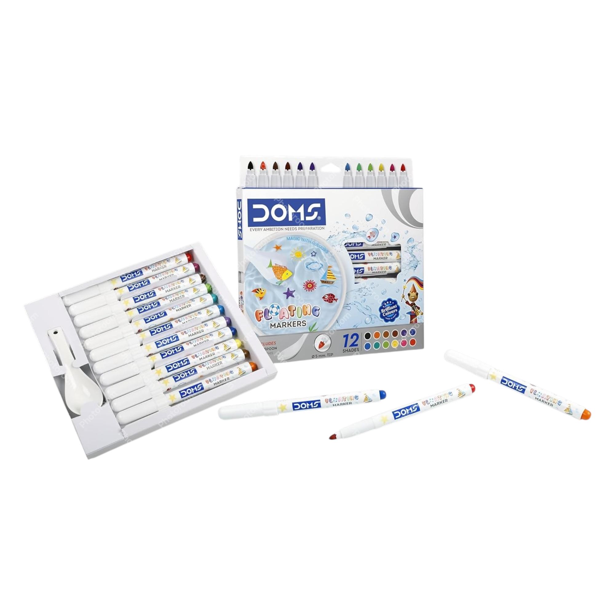 

Doms Floating Markers 12 Shades Multicolor 5 Mm Medium Tip Water Drawing Set For Kids School Creative Play