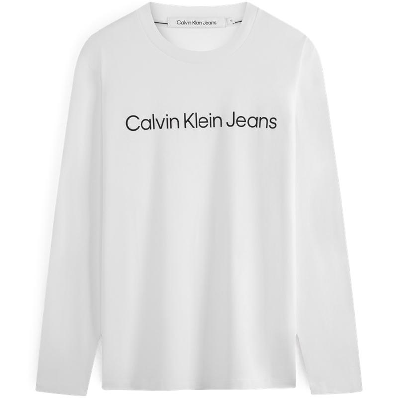 

Calvin Klein Модная минималистичная футболка с буквенным принтом, удобная, с круглым вырезом и длинным рукавом, мужские топы, цвет Moonlight-White J324901-YAF XL