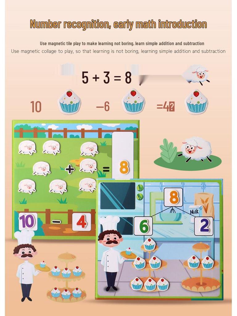 Children’s Educational Cartoon Book & Number Puzzle – Cognitive & Arithmetic Learning Toy