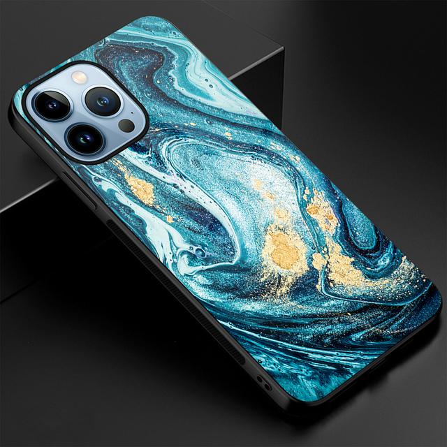 Kunst Marmor Mode Telefon Fall Für Iphone 14 13 11 12 Pro Max Mini Xs Xr X 7 8 6s Plus Se 2022 Gehärtetem Glas Abdeckung Stoßstange Fundas