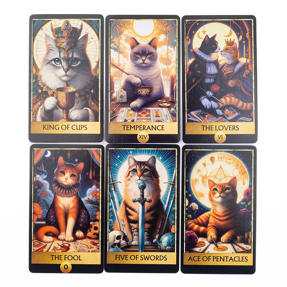 Cat Tarot 78 Card Deck English Version Board Game Divination Tools for Fun Fortune Telling Cards