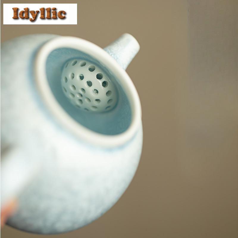 150ml Kiln Fambe Crystal Glaze Teapot Retro Tea Infuser Pot Tea Brewing Kettle With Ball Hole Tea Ceremony Decoration Supplies