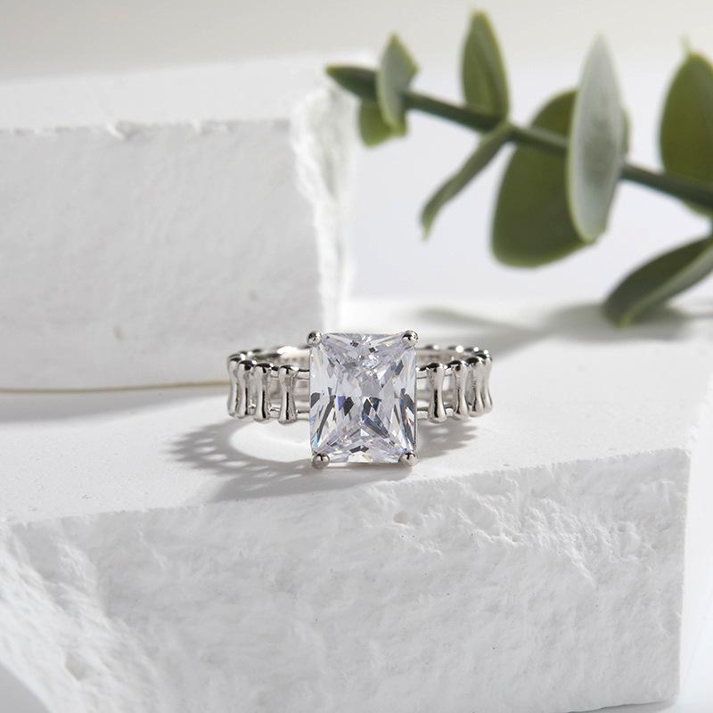 

S925 Sterling Silver Ice Flower Cut Ring Women S High Carbon Diamond Radiant Cut Colored Treasure Ring