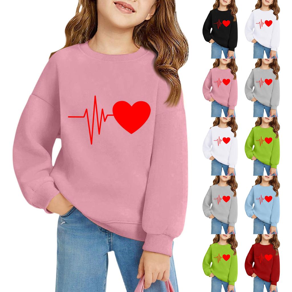 Dívčí kulaté svetry pro děti Tištěná dětská trička Valentýn