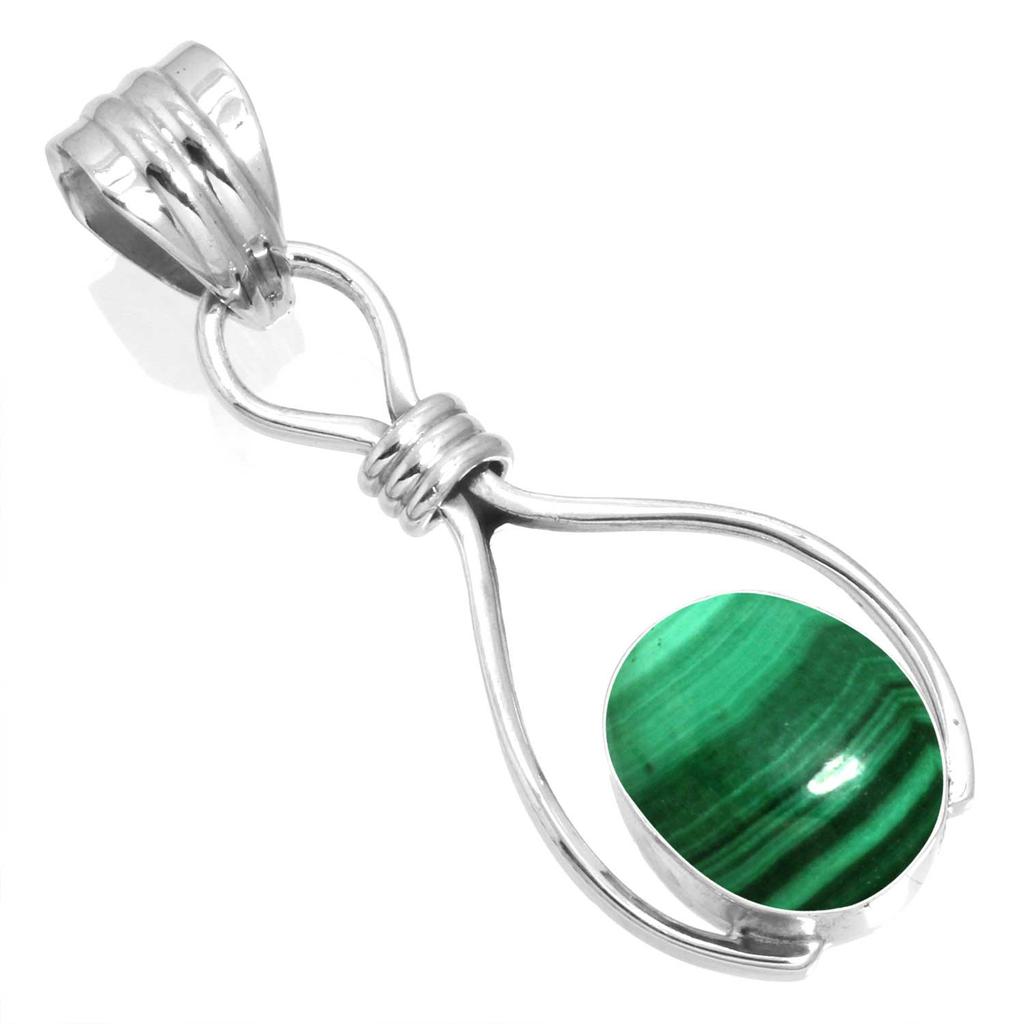 925 Sterling Silver Pendant Women Gemstone Handmade Jewelry Easter Gift Malachite Moonstone Rose Quartz Red Stone Smoky Topaz Tiger Eye Vintage