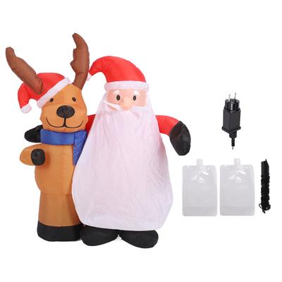 1.6m Xmas Inflatable Old Men and Deer Model Inflatable Santa and Reindeer LED Lights Outdoor