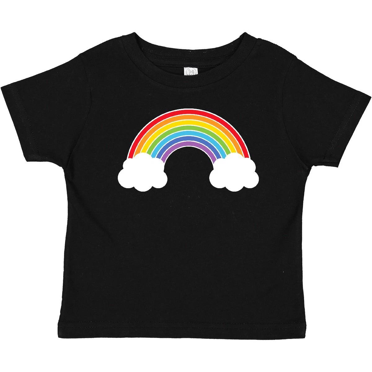 

Inktastic Rainbow With Clouds Baby kids boys T-Shirt Color Seven Colors Summer Infant Tees 140