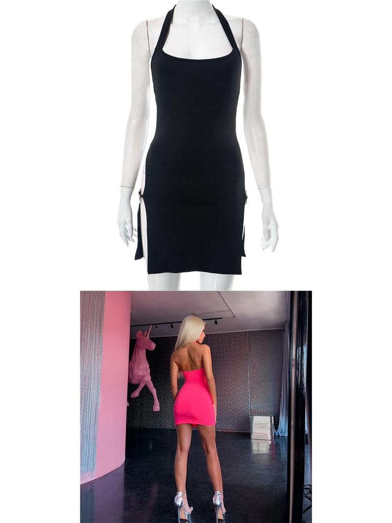 European/American Style 2026 Summer Halterneck Backless Bodycon Dress