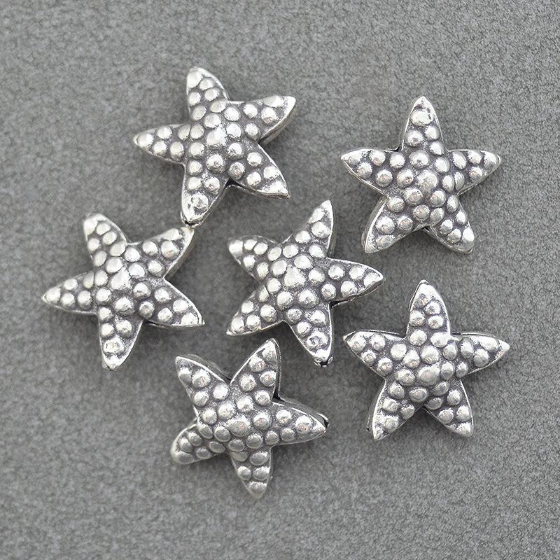 Thai Silver Retro Polka Dot Starfish Beads for Women - DIY Casual Accessories